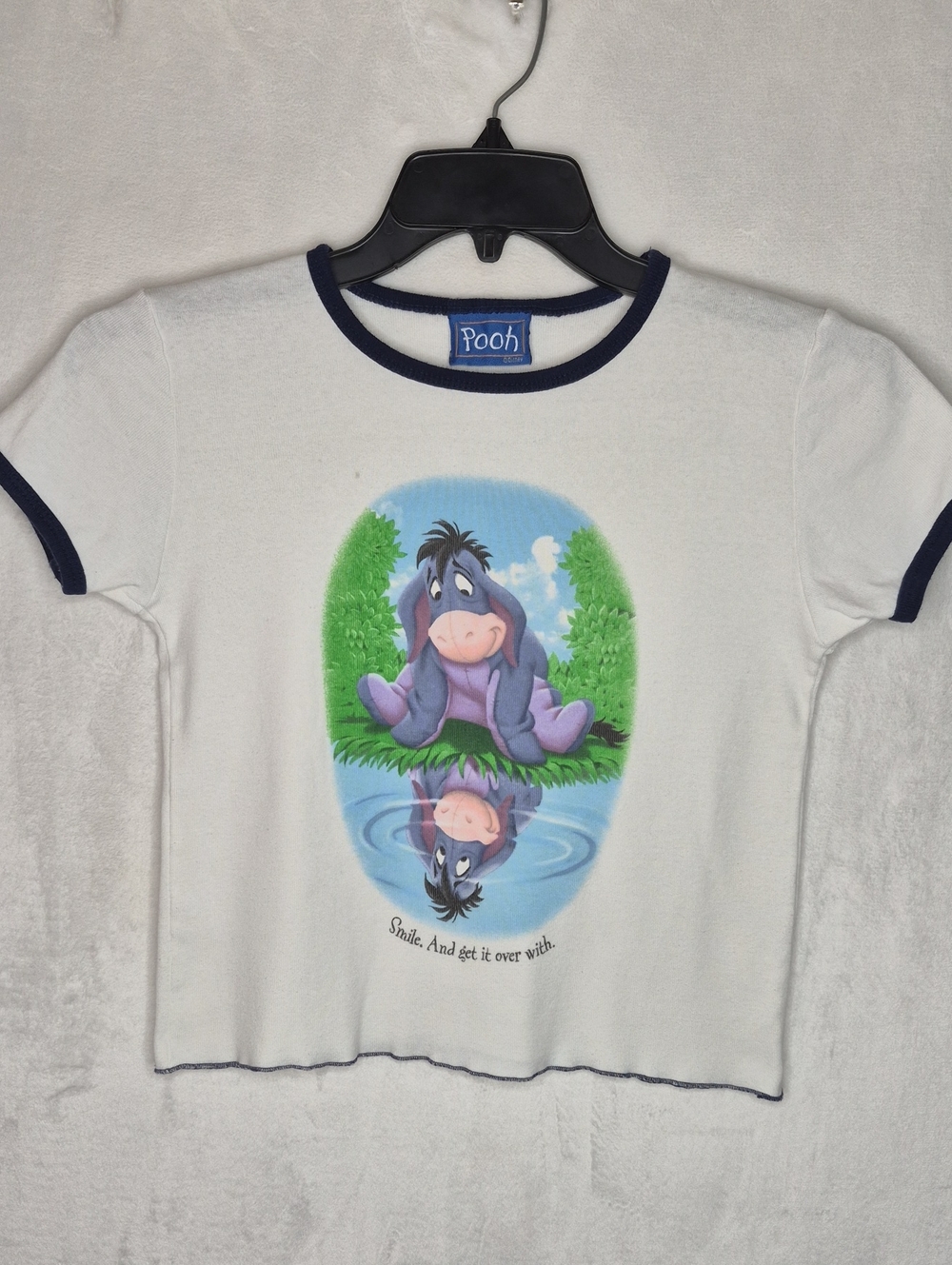 Vintage 90s Disney Jerry Leigh Eeyore Lettuce Trim Crop Top S